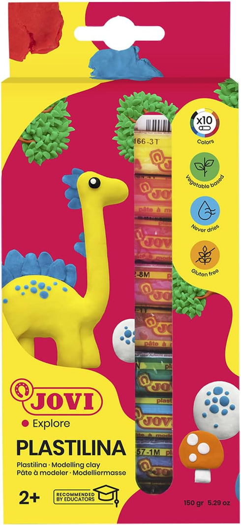 Jovi Plastilina Reusable and Non-Drying Modeling Clay; .5 oz. Rolls, Set of 10 Colors, perfect for Arts and Crafts Projects...