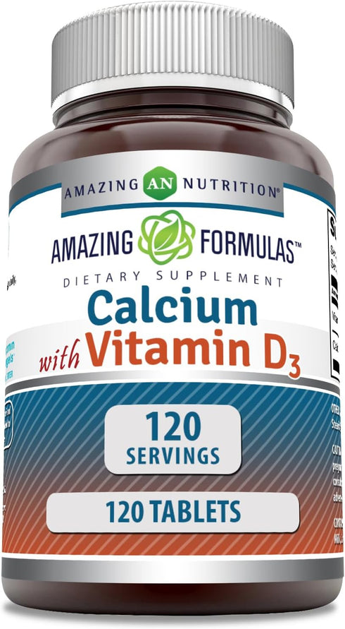 Amazing Formulas Calcium with Vitamin D3 120 Tablets Supplement | Non-GMO | Gluten Free | Made in USA...