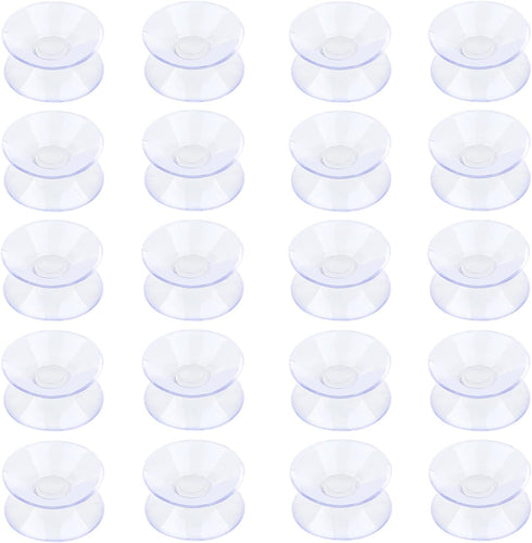 Pawfly 20 Pack Double Sided Suction Cups 1.2 Inch Clear PVC Plastic Sucker for Glass Table Mirror...