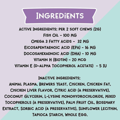 LOVE, NALA - Skin and Coat Supplement for Cats - 90 Tasty Soft Chews - Omega 3 Fish Oil, Biotin, Vitamin E Supports Skin & Fur Health - 3.2 oz...