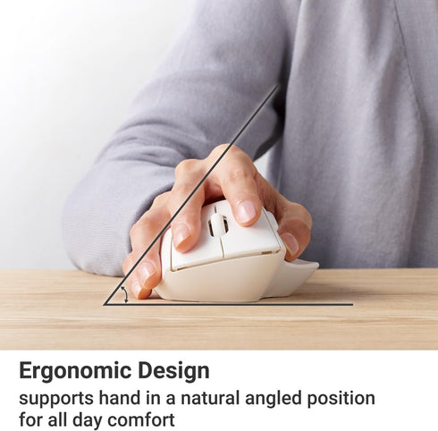 ELECOM Bluetooth Mouse Ergonomic Shape, Silent Click, 18-Month Battery Life, 2000DPI, 5 Buttons with Tilt Wheel, Optical Sensor, Compatible with P...
