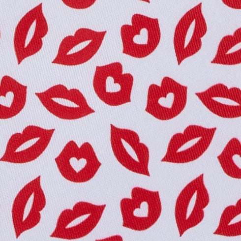 Jacob Alexander Men's Happy Valentine's Day Red Lips Kisses Pattern Regular Length Neck Tie - White...