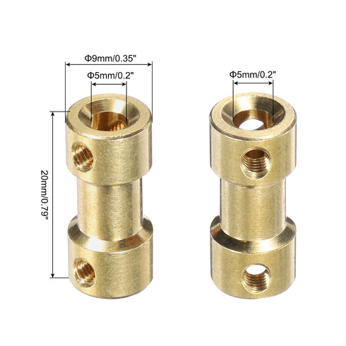 MECCANIXITY 10pcs 5mm to 5mm Brass Shaft Coupling Joint Connector with Screws and Hex Wrench Flexible Motor Shaft Coupler for RC Model Car Airplan...