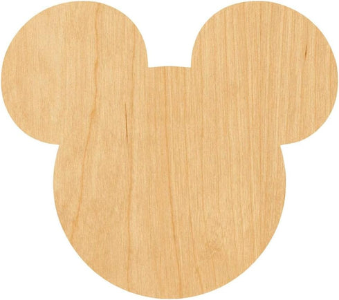 Unfinished Baltic Birch Wood for Crafts - Mickey Mouse Ears Laser Cut Out Wood Shape Craft Supply - Various Size from 2 - 20 Inch, 1/8 Inch Thichn...