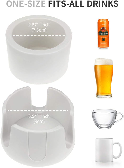 Anti-Spill Cup Holder, Drink Coaster with Anti-Slip Mat Fits Drink for Home Office Outdoors (White)...