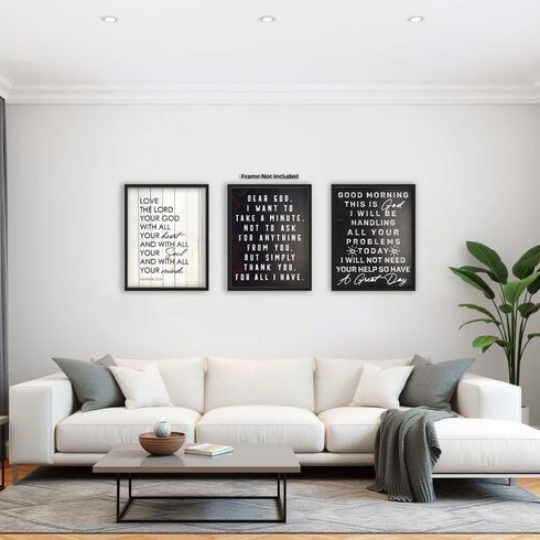 Posterizer 3 pcs-Religious Rustic Art with Inspiring Quotes-Religious Posters-Gifts for Christians-Decor for Church, Sunday School Classroom- unfr...