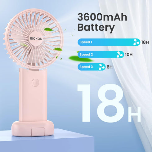 Handheld Fan, Portable Fan with USB Rechargeable Battery, 3 Adjustable Speed personal fan Desk Table fan with Base, Lightweight Makeup Fan for gir...