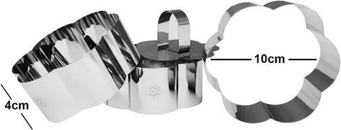NEWLINE NY Stainless Steel Dessert Rings (4 Pcs) Flower Shape Molded Appetizers Salads Pastries Mousse Molding Layering Cutter...