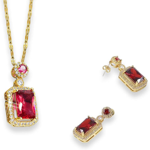 Women Jewelry Set Rhinestone Zircon Emerald Pendant Necklaces & Earrings Set 925 Sterling Silver Created...