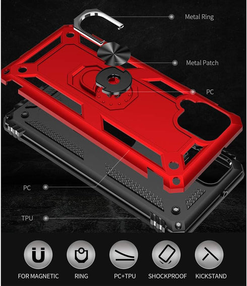 Galaxy A12 Phone Case, Samsung A12 Phone Case with HD Screen Protector, Military Grade Protective Cases with Ring for Samsung Galaxy A12 (Red)...