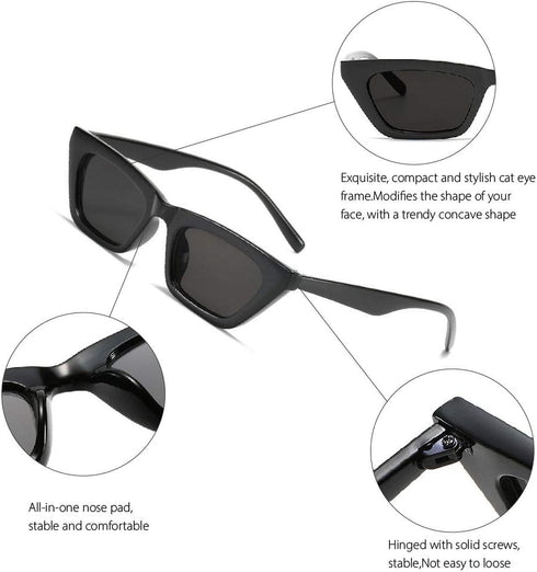 BOJOD Square Cat Eye Sunglasses For Women Fashion Vintage Trendy Cateye Sunglasses For women Black...