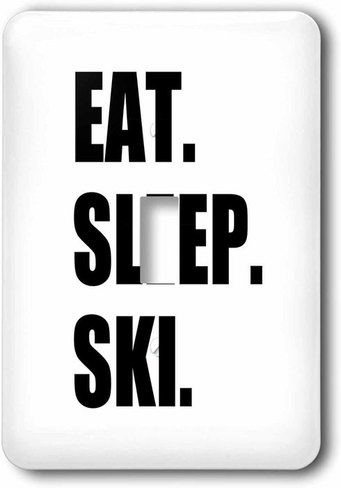 3dRose lsp_180441_1 Eat Sleep Ski Skiing Enthusiast Passionate Skier Sport Black Text Light Switch Cover...
