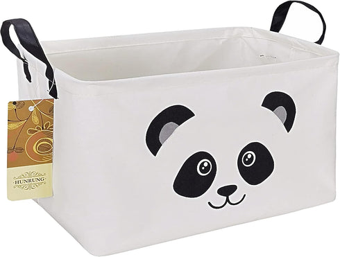HUNRUNG Rectangle Storage Basket Cute Canvas Organizer Bin for Pet/Children Toys, Books, Clothes Perfect for Rooms/Playroom(Rectangle Panda)...