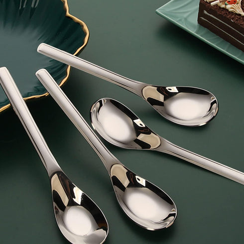 Thick Heavy weight Dinner Soup Spoons,Stainless Steel Tablespoons,Chinese Silver Spoon,Heavy Duty Asian Thick Long Handle Spoons,7.1 inches,Set of...
