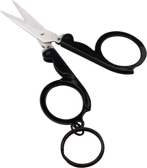 Munkees Mini Folding Scissors Keychain - Stainless Steel Portable & Foldable Travel Cutter Pocket Key Ring - Small Key Chain, Scissor Tool for Cra...