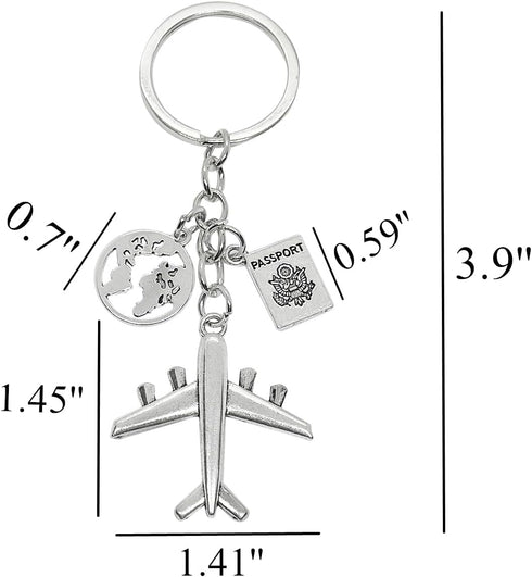 PHAETON 20PCS Earth Airplane Keychains Pilot Aviator Key Chains Journey Aircraft Airplane Pendant Travel Keyring Friendship Jewelry Diy Handmade F...
