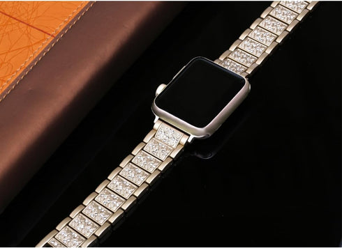 Bling Bands Compatible with Apple Watch Band 42mm/41mm/40mm/38mm Iwatch Series 10/9/8/7/6/SE/5/4/3/2/1, Women Metal Rhinestone Dressy Replacement ...