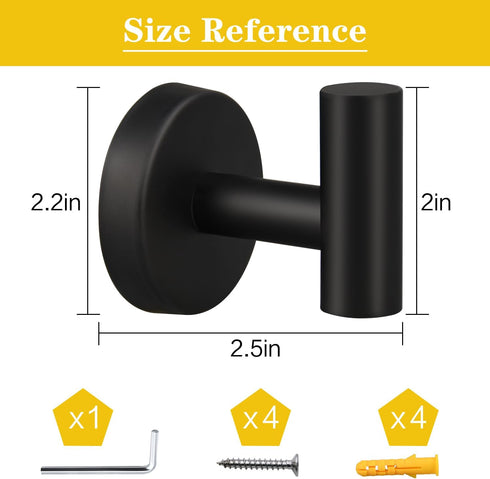 4 Pack Towel Hooks, Robe Hook, Bathroom Coat Hook Wall Mounted, SUS304 Stainless Steel Bathroom Hooks, Towel Hook for Bedroom Kitchen Hotel Office...