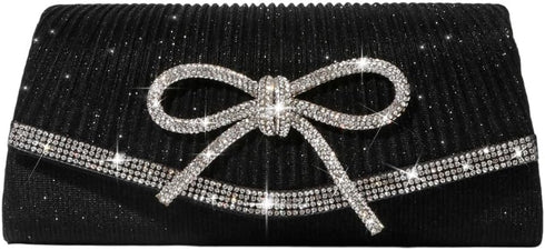Bow Evening Clutch Women Sparkly Purse for Wedding Glitter Rhinestone Party Prom Purse Dressy Clutch Bags...