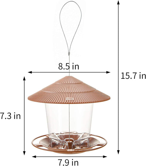 Hanging Bird Feeder Squirrel Proof for Outdoor Wild Bird Seed, Brown...
