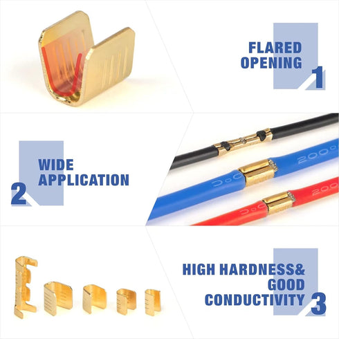 500pcs U Shape Copper Crimp Terminal Connectors Kit, Non-Insulated Cable Wire Spade Electric Butt Connector Assortment Kit (WKS-500U)...