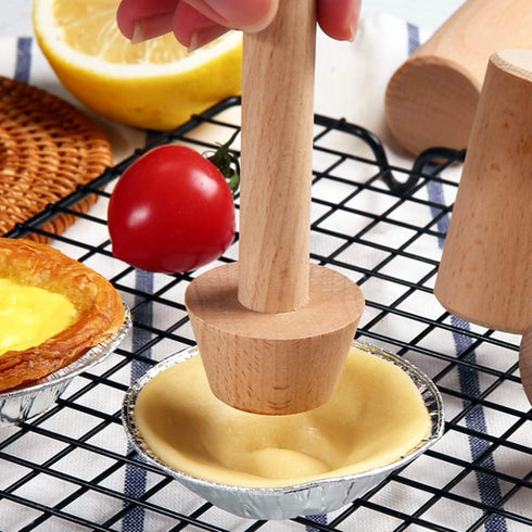 Double Sided Wooden Tart Tamper Set Tart Pan Wooden Molds Egg Tarts Tamper Pastry Tools DIY Baking Shaping Kitchen Tool...