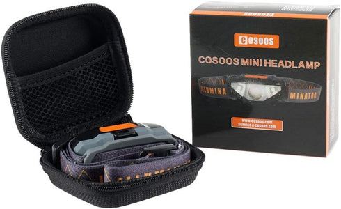 COSOOS Mini LED Headlamp Flashlight with Carrying Case, 1.6oz Lightweight Small Head Lamp Waterproof Running Headlamp, Bright Headlight for Adults...