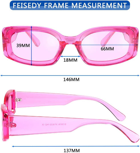 FEISEDY Retro Rectangle Sunglasses Women Men Vintage 90s Small Glasses Thick Narrow Fashion Y2K Plastic Glasses B2462...