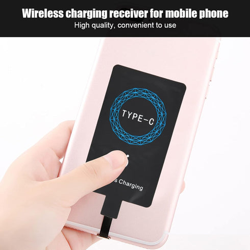 Wire Less Charging Receiver Type C, 2PCS Fast Wire Less Charger Self Adhesive Sticker Charging Receiver for Mobile Phone Android Device...