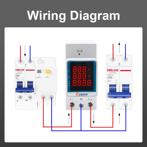 Digital Display Energy Meter - AC Rail-Mounted Meter Electricity Usage Monitor for Voltage, Current, and Energy Consumption Measurement - GT2P-UID...