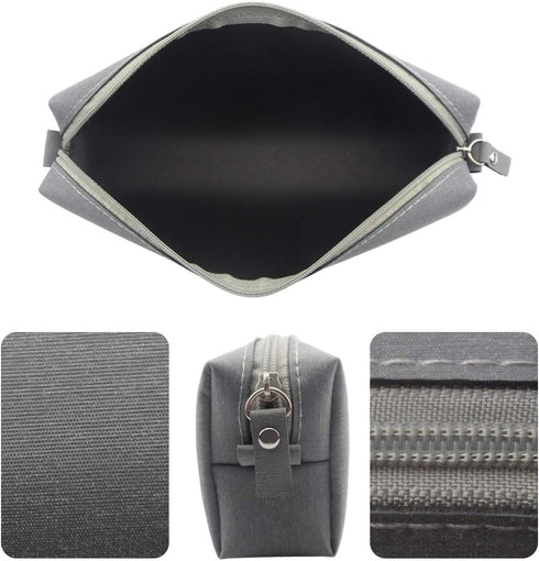 Enyuwlcm Fabric Stationery Stylish Simple Pencil Bag Small Square Waterproof Pencil Case Black and Gray 2 Pack...