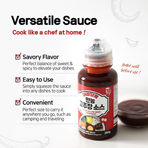 JJ International Korean Sweet and Spicy Red Chili Sauce, Gochujang Wing Sauce (260ml)...