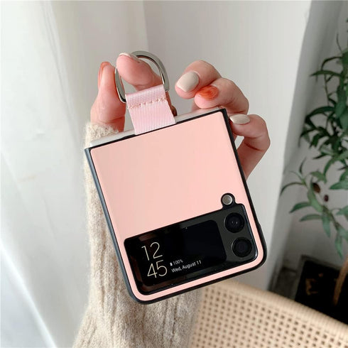 Lunivop Compatible with Samsung Galaxy Z Flip 3 5G Case Metal Ring Ultra Slim Cover Hard Plastic PU Leather Shockproof Phone Case Fashion (for Gal...