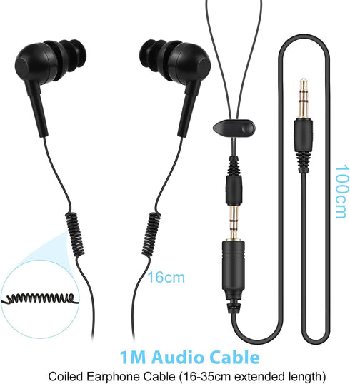 AGPTEK IPX8 Waterproof in-Ear Earphones, Coiled Cable Swimming Earbuds with Stereo Audio Extension Cable, Wired, Black......