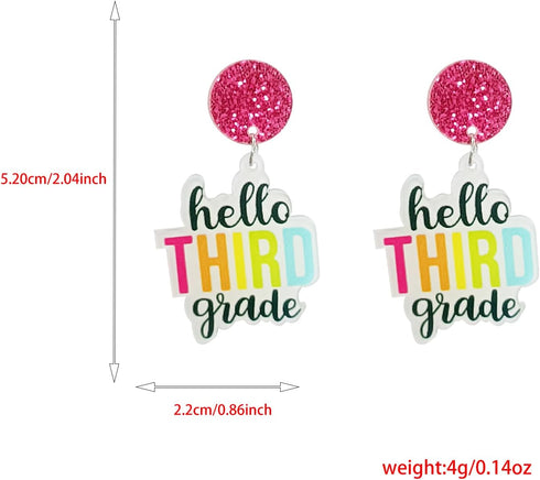 Fun Teacher Earrings Back to School Grade Earrings Pencil Drop Dangle Earring for Teachers First Day of School Earrings Teachers Appreciation Day ...