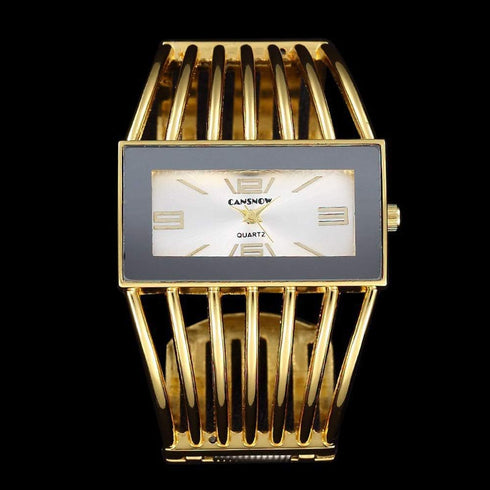 Women Luxury Cuff Bracelet Rectangular Dial Hollow Analog Quartz Wrist Watch for Ladies...