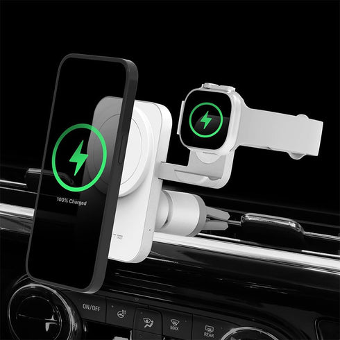 Korea Magsafe Wireless Car Charger Mount, magCombo 15W Fast Charging 2-in-1 for iPhone/Apple Watch car Accessories...