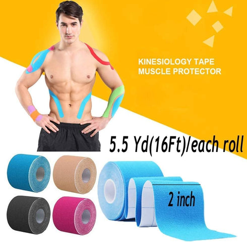 4 Rolls Waterproof Breathable Kinesiology Tape, Athletic Elastic Kneepad Muscle Pain Relief Knee Taping for Gym Fitness Running Tennis Swimming (W...