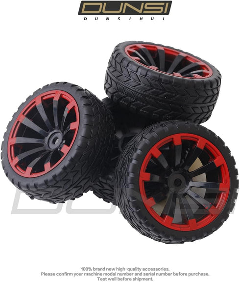 4Pcs Hex Wheel Rims Rubber Tires Set 12mm OD 2.55" Compatible with 1/10 RC On-Road Touring Dri-ft Car H-S-P Red-cat H-P-I Tami-ya Hex Wheel Rims R...