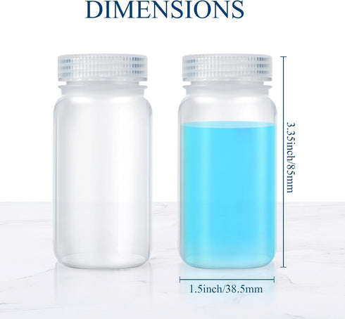 Hoolerry 20 Pcs Sample Bottles 2 oz Plastic Bottles Wide Mouth Reagent Bottles with Caps 60ml Laboratory Grade Polypropylene Clear Liquids Storage...