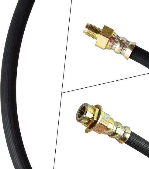 Premium 18-Inch Rubber Brake Hose - Flexible Brake Line, 3/8"-24 External Thread to 3/8"-24 Internal Thread, High Strength and Easy to Install Bra...