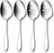 E-far Serving Spoons, 4-Piece Stainless Steel Serving Utensils Set - Solid Spoons x 2, Slotted Spoons x 2, Metal Hostess Serving Tablespoons for C...