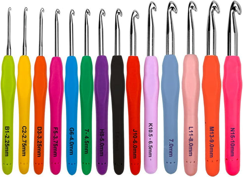 Mdoker Extra Long Crochet Hooks Size(2.25mm-10mm) Ergonomic Grip Soft Handles for Handmade DIY Crocheting Crochet Hook Needles for Arthritic Hands...