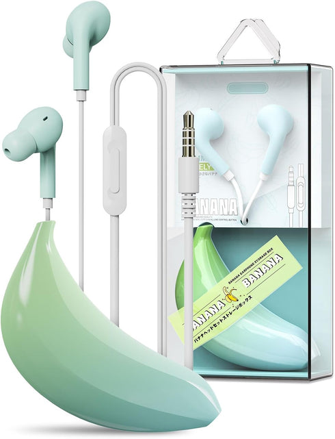 QearFun Earbuds in-Ear Headphones with Microphones,Noise Isolating Gradient Color Wired Earphones with Creative Banana Earphones Storage Case,Gift...