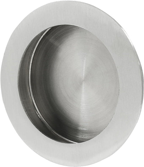 2 Pcs Round Recessed Flush Pocket Door Pull, 304 Stainless Steel Brushed Nickel Sliding Door Handles for Kitchen Bedroom, 70mm Outer Diameter...