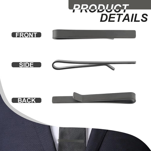 Roctee Skinny Tie bars for Men 1.97 Inch, 3 Pack Stainless Steel Tie Clips Tacks Pins with Matte Gold Silver Black 3 Tone Suitable for Small Ties ...