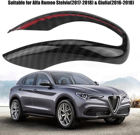 Keenso Shifter Knob Trim, Car Interior Carbon Fiber Gear Shifter Knob Frame Decor Cover Trim for Alfa Romeo Stelvio/Giulia Accessories...