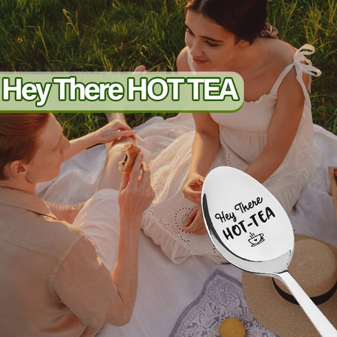 Hey There Hot Tea Spoon for Women Men Christmas Birthday Gifts for Tea Lover Best Friend Mom Dad Xmas Presents for Husband Boyfriend Him Valentine...