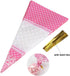 FTVOGUE 50 Piece Clear Cone-Shaped Treat Popcorn Bags Treat Bags Cellophane Candy Bags with Twist Ties(Pink)...