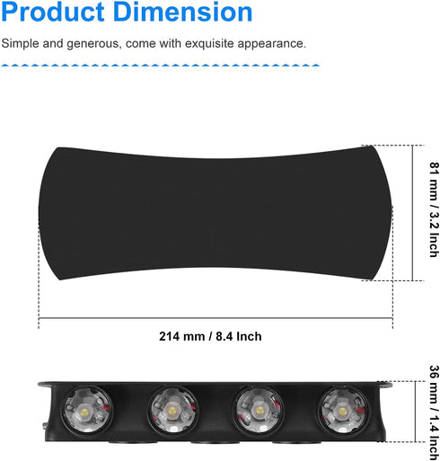 Kawell 8W Modern Wall Sconces LED Wall Light Up Down Indoor Outdoor Aluminum Wall Lamp LED Waterproof IP65 for Bedroom Living Room Bathroom Stairs...